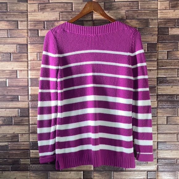 Womens Talbot SHAKER STITCH SWEATER - VARIEGATED STRIPESmall Petite - Picture 3 of 10